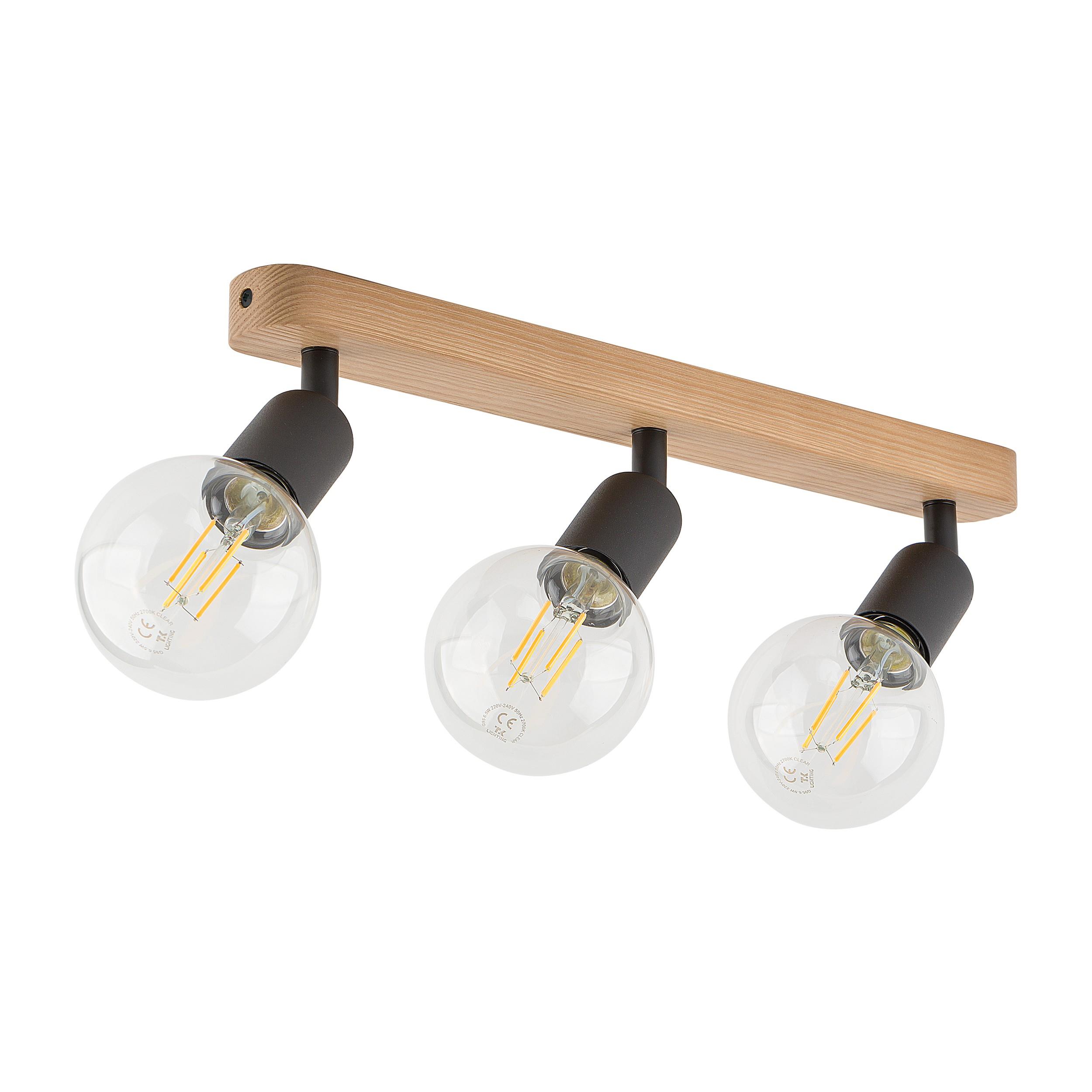 TK LIGHTING SIMPLY WOOD LAMPA SUFITOWA 3 PŁ BLACK