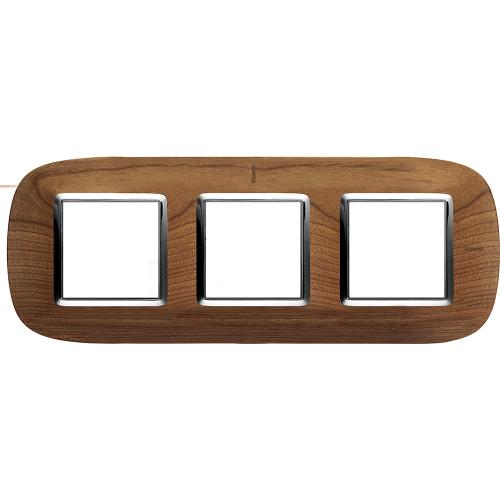 BTICINO - HB4802/3LCA Тройна Рамка 3х2М Череша Дърво Елипсовидна Axolute