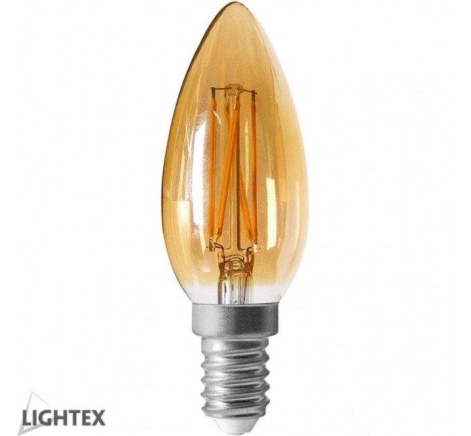 LIGHTEX LED ЛАМПА FILAMENT 4W 220V E14 C35 GOLD 2200K LIGHTEX