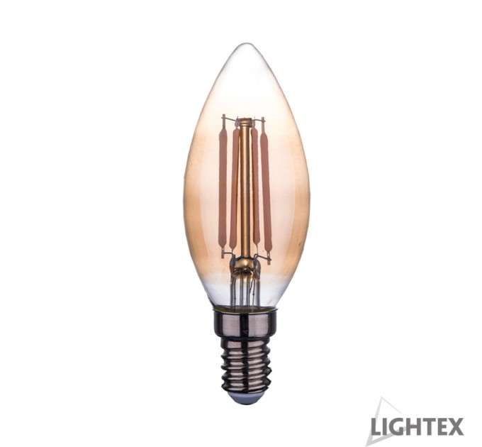 LIGHTEX LED ЛАМПА FILAMENT ДИМИРУЕМА 5W 220V E14 C35 GOLD 2200K 480LM LIGHTEX
