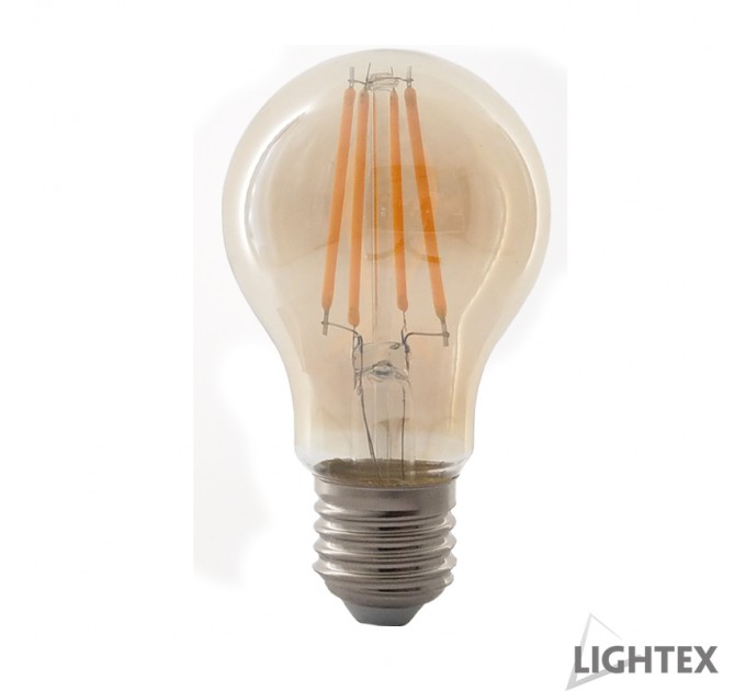 LIGHTEX LED ЛАМПА FILAMENT ДИМИРУЕМ 8W 220V E27 A60 GOLD 2200K 600LM LIGHTEX