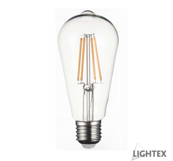 LIGHTEX LED ЛАМПА FILAMENT ДИМИРУЕМА 8W 220V E27 ST64 2700K 750LM LIGHTEX