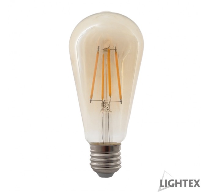 LIGHTEX LED ЛАМПА FILAMENT ДИМИРУЕМА 8W 220V E27 ST64 GOLD 2200K 640LM LIGHTEX