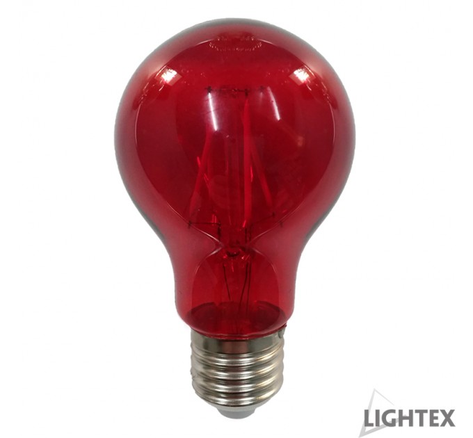 LIGHTEX LED ЛАМПА FILAMENT 4W 220V E27 A60 ЧЕРВЕНА 120LM LIGHTEX