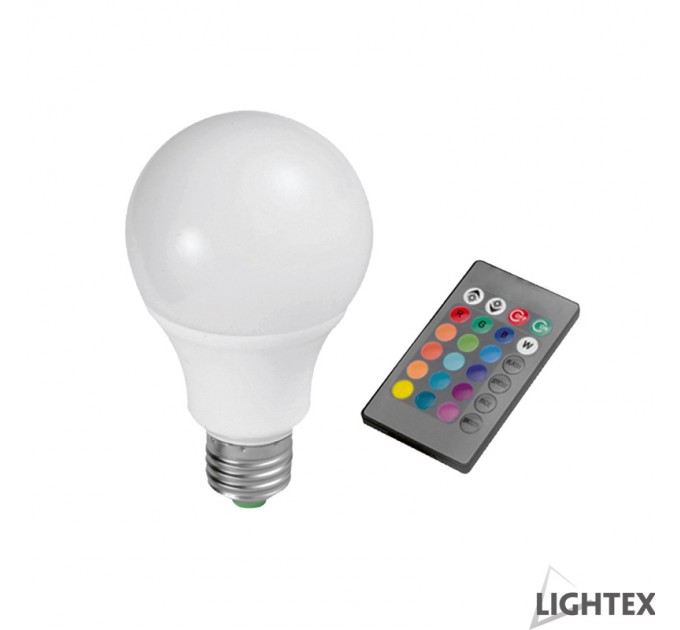 LIGHTEX LED ЛАМПА 7W A70 E27 RGB+3000K 800LM С ДИСТАНЦИОННО LIGHTEX