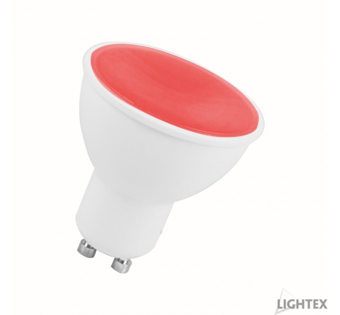 LIGHTEX LED ЛАМПА PLASTIC 6W 220V GU10 ЧЕРВЕНА 88LM LIGHTEX