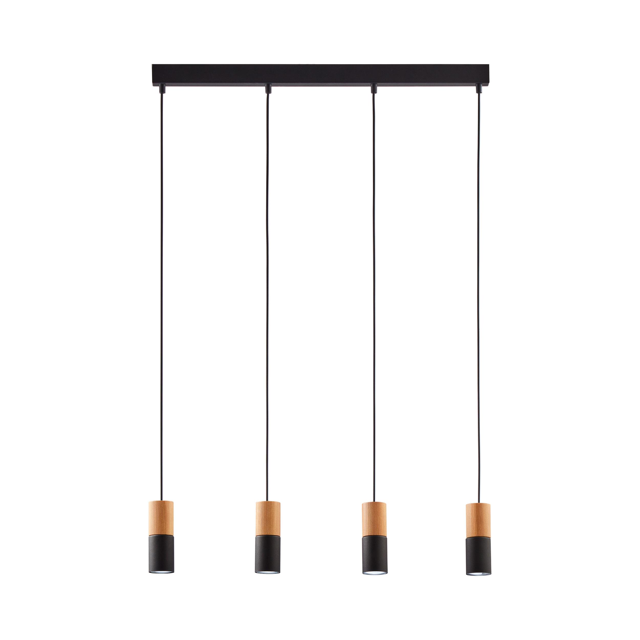 TK LIGHTING ELIT BLACK/WOOD LAMPA WISZĄCA 4 PŁ