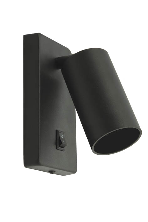 VITO СТЕНЕН ОСВЕТИТЕЛ LUMO-W GU10 С РЕГУЛИРУЕМ ЪГЪЛ И ПРЕВКЛЮЧВАТЕЛ Φ55X100MM 60X140MM ЧЕРЕН ЦВЯТ 2101910