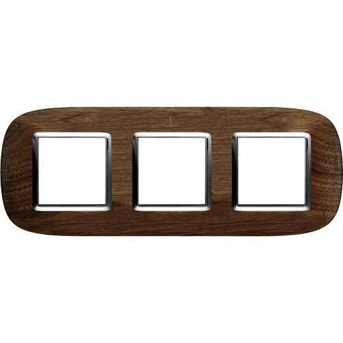 BTICINO - HB4802/3LNC Тройна Рамка 3х2М Орех Дърво Елипсовидна Axolute
