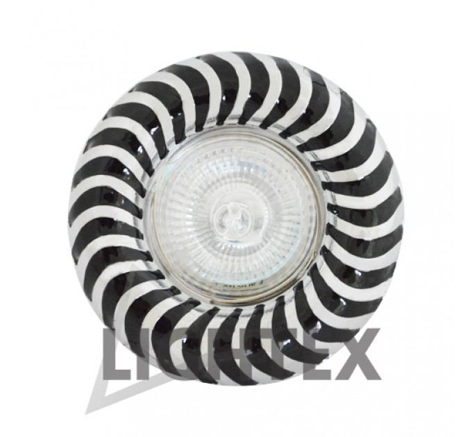LIGHTEX ЛУНА HL2204CH/BL MR16 GX5.3 MAX.7W LED АЛУМИНИЕВА СТАЦИОНАРНА Ф100MM/CUT 50MM ХРОМ+ЧЕРНО LIGHTEX