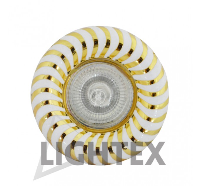 LIGHTEX ЛУНА HL2210G/WH MR16 GX5.3 MAX.7W LED АЛУМИНИЕВА СТАЦИОНАРНА Ф100MM/CUT 50MM ЗЛАТНА+БЯЛО LIGHTEX