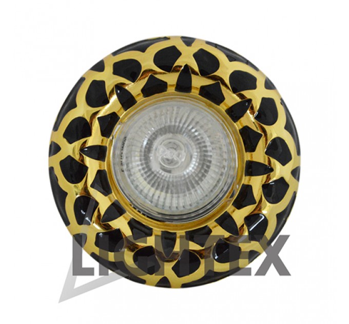LIGHTEX ЛУНА HL2224G/BL MR16 GX5.3 MAX.7W LED АЛУМИНИЕВА СТАЦИОНАРНА Ф100MM/CUT 50MM ЗЛАТНА+ЧЕРНО LIGHTEX