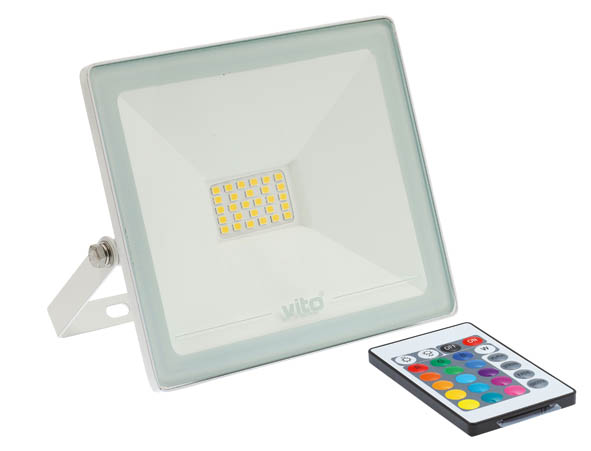VITO LED ПРОЖЕКТОР INDUS 20W 1000LM RGB+W ДИМЕРУЕМА IP65 БЯЛ ЦВЯТ 3022430