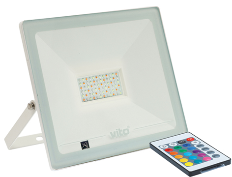 VITO LED ПРОЖЕКТОР INDUS 50W 2500LM RGB+W ДИМЕРУЕМА IP65 БЯЛ ЦВЯТ 3022440