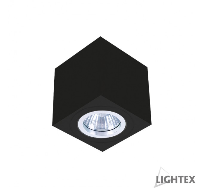 LIGHTEX ЛУНА ЗА ВЪНШЕН МОНТАЖ 1 GU10 MAX.7W LED КВАДРАТ ЧЕРНА 80Х80 LIGHTEX