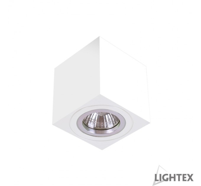 LIGHTEX ЛУНА ЗА ВЪНШЕН МОНТАЖ 1 GU10 MAX.7W LED КВАДРАТ БЯЛА 80Х80 LIGHTEX
