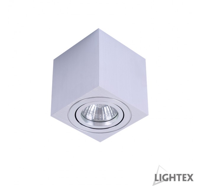 LIGHTEX ЛУНА ЗА ВЪНШЕН МОНТАЖ 1 GU10 MAX.7W LED КВАДРАТ САТЕН ХРОМ 80Х80 LIGHTEX