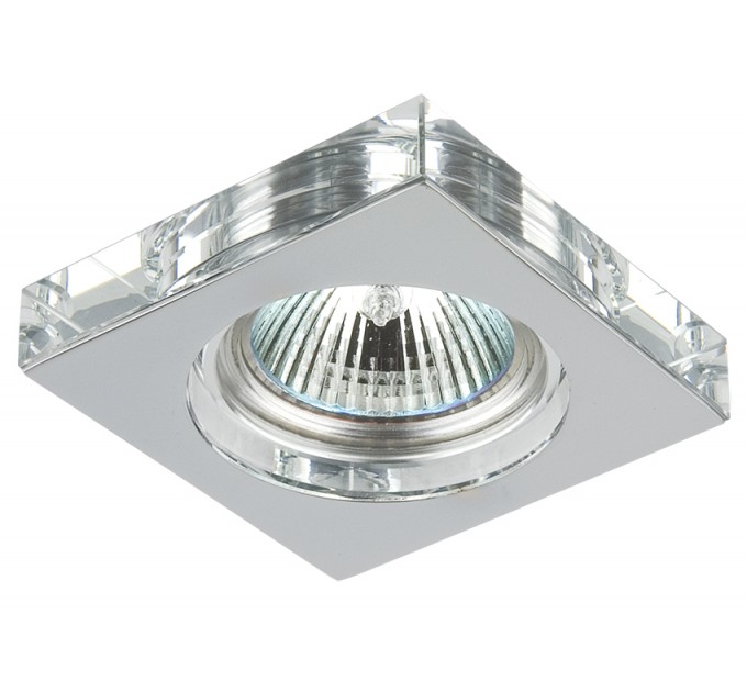 LIGHTEX ЛУНА СТАЦИОНАРНА 80 80 15ММ ПРОЗРАЧНОСТЪКЛО С МЕТАЛ ХРОМ MR16 LIGHTEX