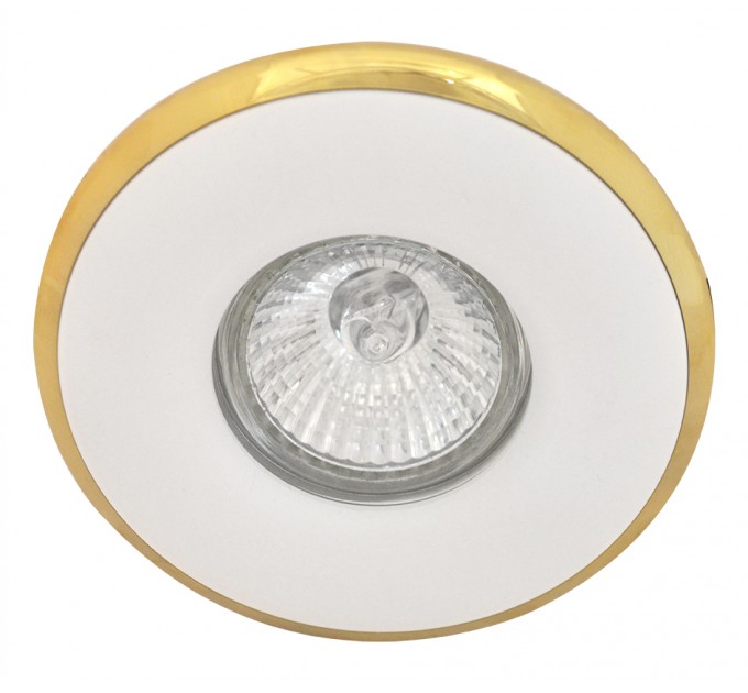 LIGHTEX ЛУНА СТАЦИОНАРНА КРЪГЛА БЯЛА АЛУМИНИЙ СЪС ЗЛАТО Ф109MM/CUT 60MM MR16 LIGHTEX