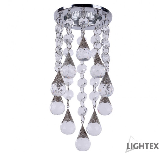LIGHTEX ЛУНА СТАЦИОНАРНА КРЪГЛА ХРОМ + КРИСТАЛИ LS400201 MR16 MAX.7W LED Ф85X290MM/CUT 55MM LIGHTEX
