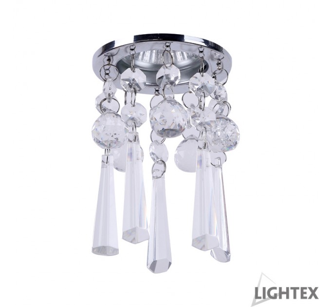 LIGHTEX ЛУНА СТАЦИОНАРНА КРЪГЛА ХРОМ + КРИСТАЛИ LS400206 MR16 MAX.7W LED Ф85X150MM/CUT 55MM LIGHTEX