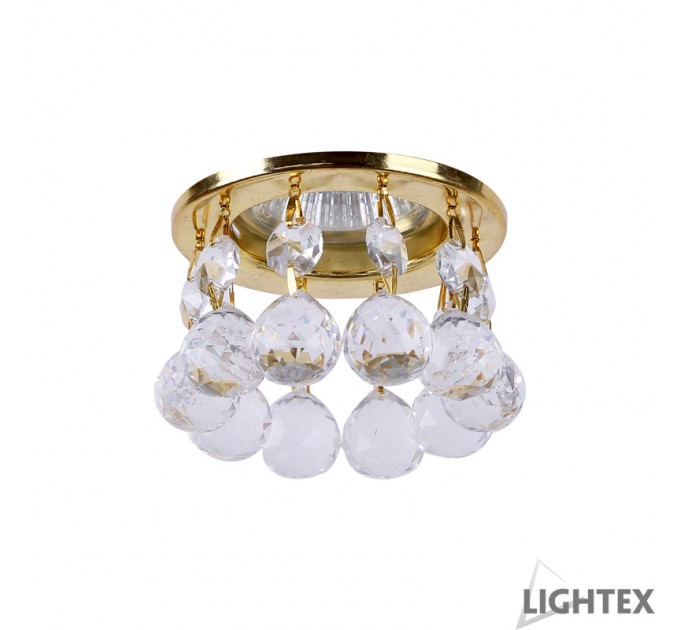 LIGHTEX ЛУНА СТАЦИОНАРНА КРЪГЛА ЗЛАТО + КРИСТАЛИ LS400203 MR16 MAX.7W LED Ф85X100MM/CUT 55MM LIGHTEX