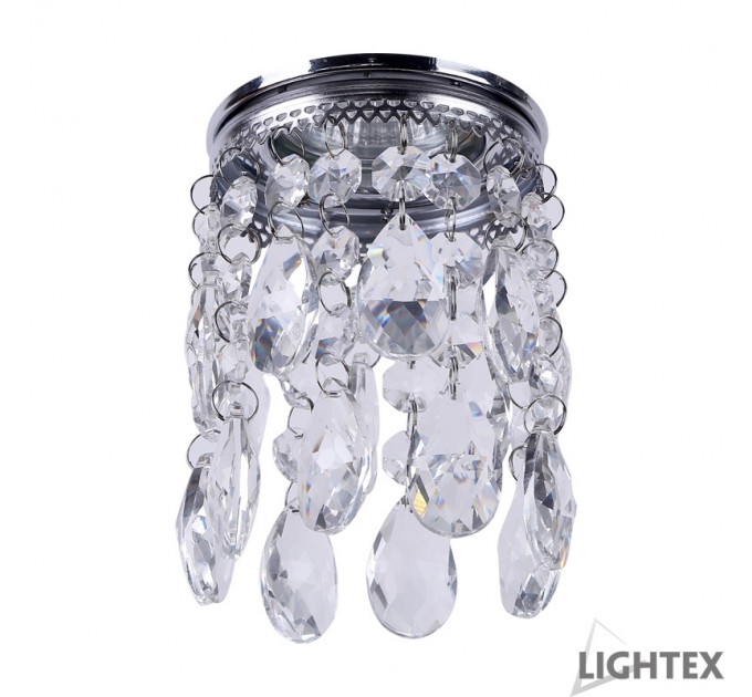 LIGHTEX ЛУНА СТАЦИОНАРНА КРЪГЛА ХРОМ + КРИСТАЛИ LS400209 MR16 MAX.7W LED Ф85X200MM/CUT 55MM LIGHTEX
