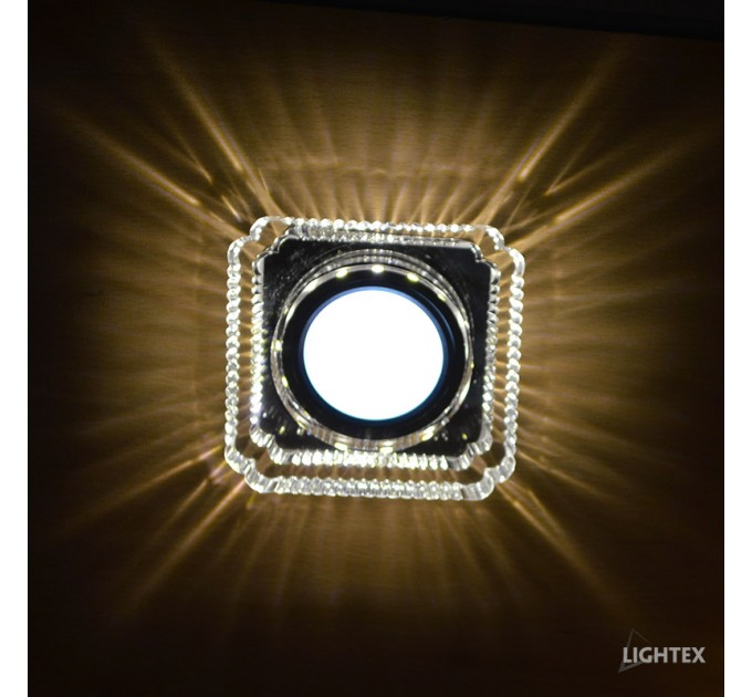 LIGHTEX ЛУНА СТАЦИОНАРНА КВАДРАТНА СТЪКЛО ПРОЗРАЧНО С LED ЛЕНТА 3W 4000K 330LM LS500101 + MR16 MAX.7W LED 90X90MM/CUT 65MM LIGHTEX