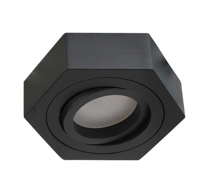 LIGHTEX ЛУНА NANO ЗА ВГРАЖДАНЕ 220V GU10 MAX 7W ЧЕРНА ШЕСТОЪГЪЛНА 100Х30MM/CUT 60MM LIGHTEX