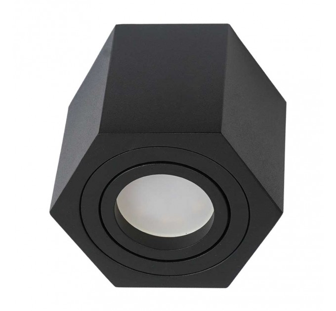 LIGHTEX ЛУНА NANO ЗА ВГРАЖДАНЕ И ОТКРИТ МОНТАЖ 220V GU10 MAX 7W ЧЕРНА ШЕСТОЪГЪЛНА 100Х80MM/CUT 60MM LIGHTEX
