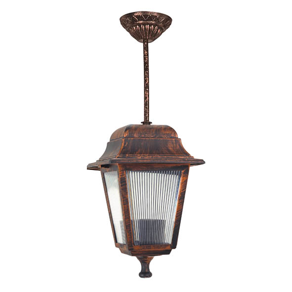 VITO ГРАДИНСКИ ВИСЯЩ ФЕНЕР BERGAMO-H E27 ЧЕРЕН ЦВЯТ IP44 ПЛАСТМАСОВ 160X160X460MM АНТИЧЕН ВИД 3241910