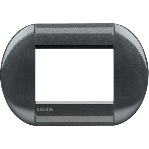 BTICINO - LNB4803AC Рамка 3М Dark Steel Метална Елипсовидна Livinglight