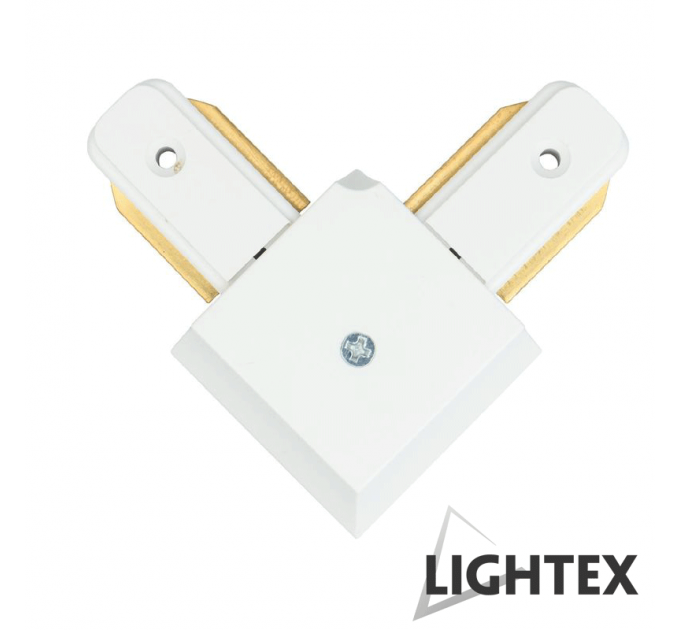 LIGHTEX L CONNECT ЪГЛОВ СЪЕДИНИТЕЛ БЯЛ ЗА МОНОФАЗНА ШИНА 2РINS LIGHTEX