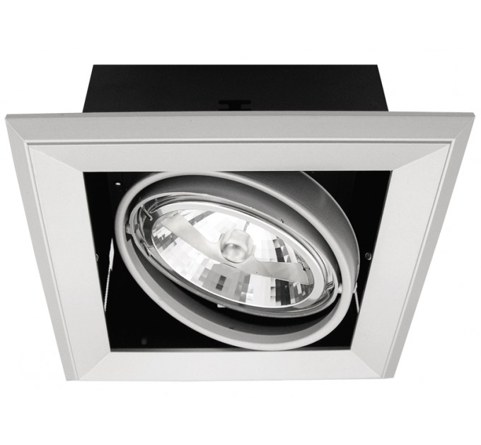 LIGHTEX ТЯЛО ЗА ВГРАЖДАНЕ KARDAN 1ХAR111 С ТРАНСФОРМАТОРИ И ЛАМПА СРЕБРИСТ