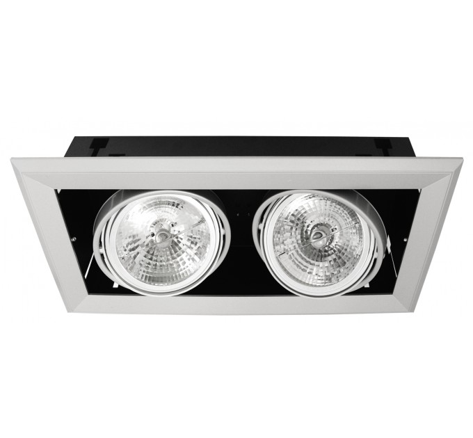 LIGHTEX ТЯЛО ЗА ВГРАЖДАНЕ KARDAN 2ХAR111 С ТРАНСФОРМАТОРИ И ЛАМПИ СРЕБРИСТ