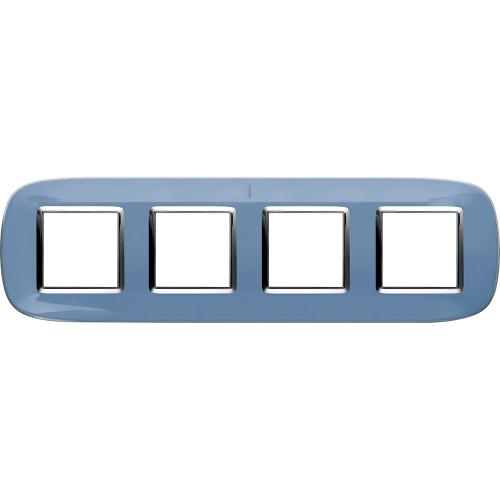 BTICINO - HB4802/4DZ Четворна Рамка 4х2М Лазурно Синя Елипсовидна Axolute