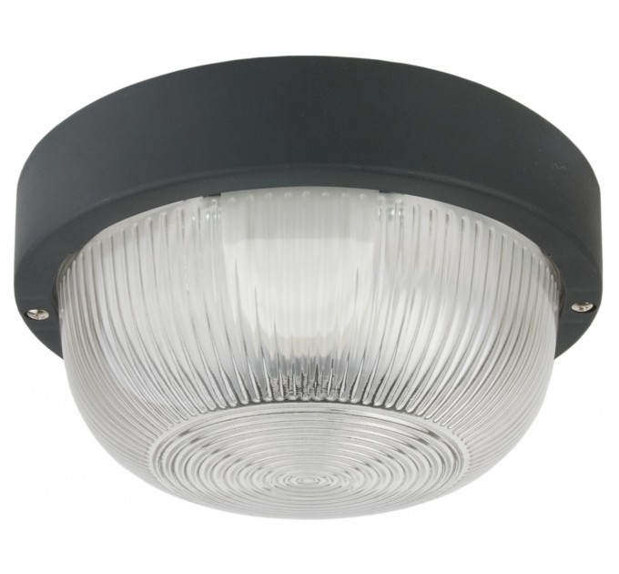 LIGHTEX ПЛАФОН KAME/B Ф185 ПЛАСТМАСА/СТЪКЛО 1XE27 60W IP54 ЧЕРЕН LIGHTEX