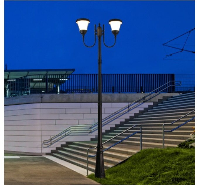 LIGHTEX LED СОЛАРЕН ГРАДИНСКИ СТЪЛБ PIERRE 2X6W 4000K 960LM IP65 2.6М LIGHTEX