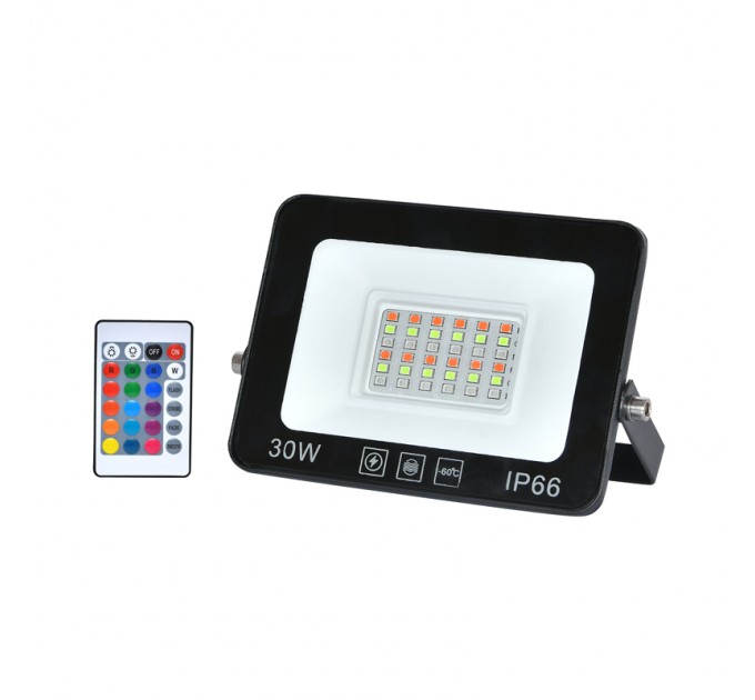 LIGHTEX LED ПРОЖЕКТОР SLIM ЧЕРЕН 30W RGBW 2250LM С ДИСТАНЦИОННО УПРАВЛЕНИЕ IP65 LIGHTEX