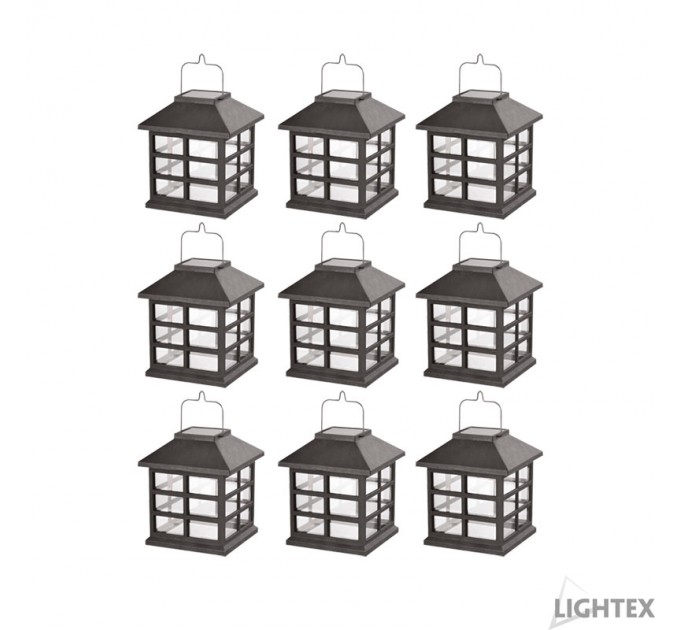 LIGHTEX LED СОЛАРЕН ФЕНЕР HUT 1 0.06W БЯЛА СВЕТЛИНА IP44 БАТЕРИЯ АА NI-MH1.2V 100MAH 9БР. К-КТ LIGHTEX