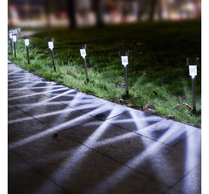 LIGHTEX СОЛАРНА ЛАМПА SL500 STEEL 1XLED 0.07W 7500K 4LM IP44 ЗАРЯДНА БАТЕРИЯ BUTTON CELL 40MAH 24 БРОЯ К-КТ LIGHTEX