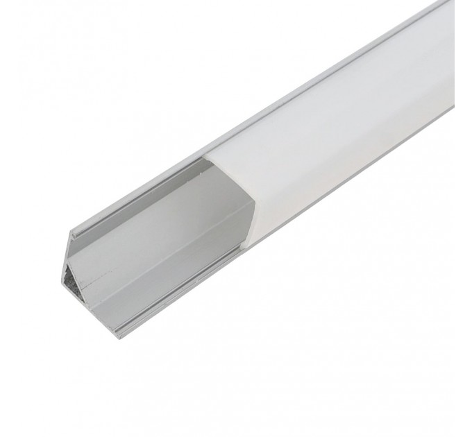LIGHTEX АЛУМИНИЕВ ПРОФИЛ ЗА LED ЛЕНТА 8/10 MM ЪГЛОВ 15.8ММ X15.8ММ - 2 М. С МАТИРАН РАЗСЕЙВАТЕЛ, КАПАЧКИ И ДЪРЖАЧИ LIGHTEX