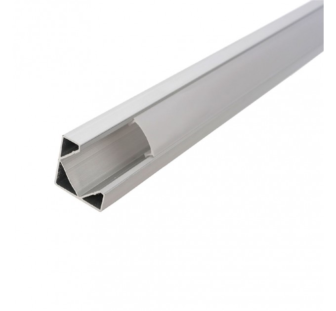 LIGHTEX АЛУМИНИЕВ ПРОФИЛ ЗА LED ЛЕНТА 12MM ЪГЛОВ 18ММ 18ММ - 2 М. С МАТИРАН РАЗСЕЙВАТЕЛ, КАПАЧКИ И ДЪРЖАЧИ LIGHTEX