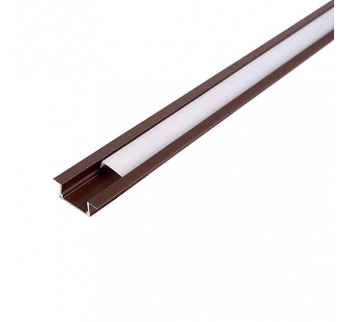 LIGHTEX АЛУМИНИЕВ ПРОФИЛ PR0217 ЗА LED ЛЕНТА 12MM ЗА ВГРАЖДАНЕ ТЪМНО КАФЯВ 21.7ММ 6.7ММ - 2 М. С МАТИРАН РАЗСЕЙВАТЕЛ, КАПАЧКИ И ДЪРЖАЧИ LIGHTEX