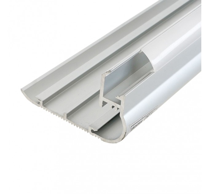 LIGHTEX АЛУМИНИЕВ ПРОФИЛ ЗА СТЪПАЛА ЗА LED ЛЕНТА 12MM 80ММ 50ММ - 2.5 М. С МАТИРАН РАЗСЕЙВАТЕЛ И КАПАЧКИ LIGHTEX