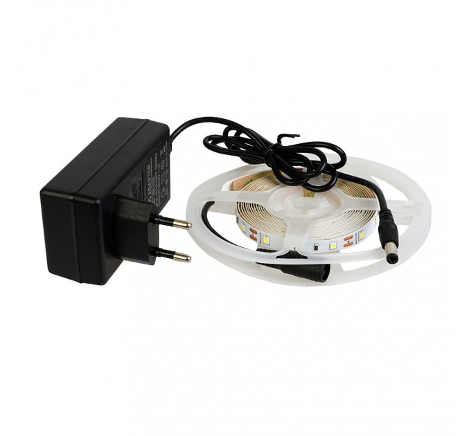 LIGHTEX КОМПЛЕКТ LED ЛЕНТА 2835 60БР/М 4.8W/M 102LM/W NW 4000K IP20 220V 3М С АДАПТОР LIGHTEX