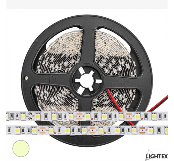 LIGHTEX LED ЛЕНТА 5050 60БР/М 12VDC 14.4W/МЕТЪР IP20 ТОПЛА БЯЛА 1008LM/M DP EL LIGHTEX /ОПАКОВКА- 5М./