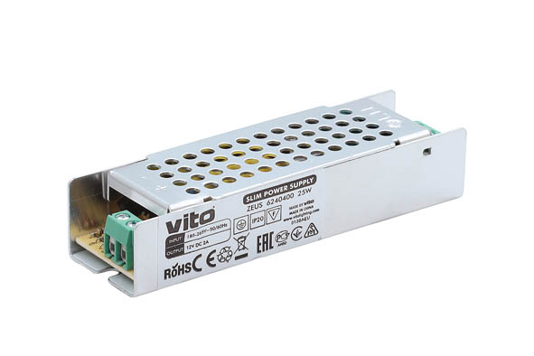 VITO ТРАНСФОРМАТОР ZEUS 12VDC 2A 25W ТЪНЪК PS 6240400