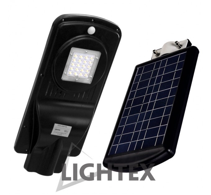 LIGHTEX СОЛАРЕН LED УЛИЧЕН ОСВЕТИТЕЛ СЪС СЕНЗОР ЗА ДВИЖЕНИЕ 15W 6500K 1800LM IP65 ЗА Ф50 БАТЕРИЯ -12V/10AH LIGHTEX
