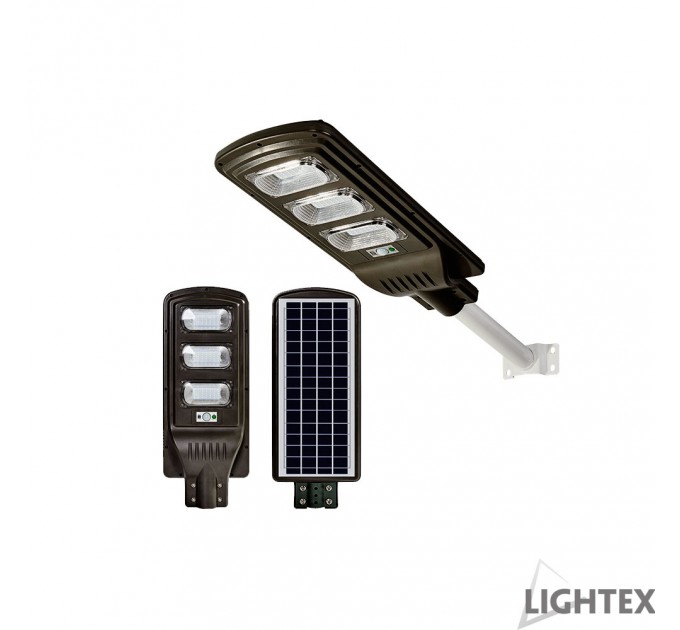 LIGHTEX СОЛАРЕН LED УЛИЧЕН ОСВЕТИТЕЛ 90W/120W 5000K 4500LM IP65 Ф50ММ БАТЕРИЯ 3.2V 15AH СЪС СЕНЗОР И ДИСТАНЦИОННО LIGHTEX